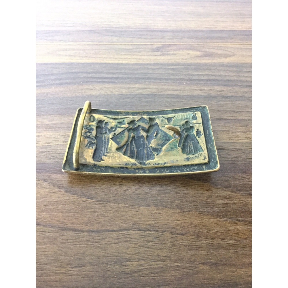 Vintage Solid figural dancing Brass women Brass Belt Buckle - Picture 4 of 8